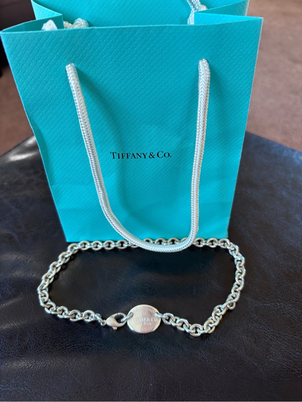 Tiffany & Co. Sterling Silver Oval Necklace Choker- 15 inch